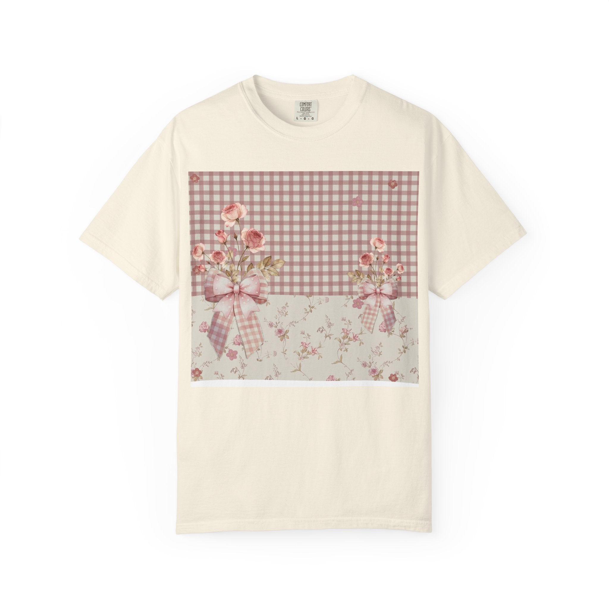 Vintage Pink Gingham Floral T-Shirt