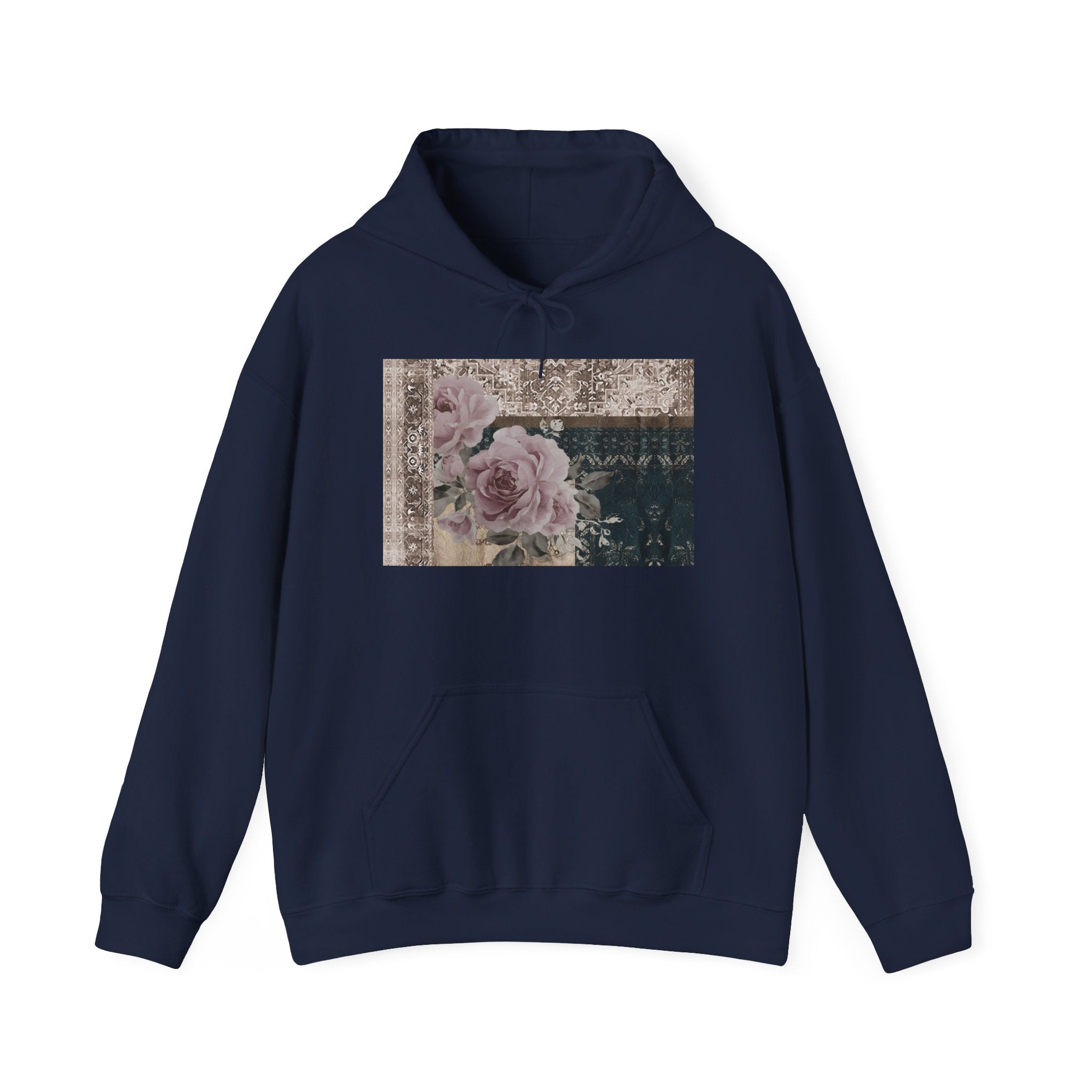 Floral Vintage Patchwork Hoodie – Romantic Rose Collage Sweatshirt
