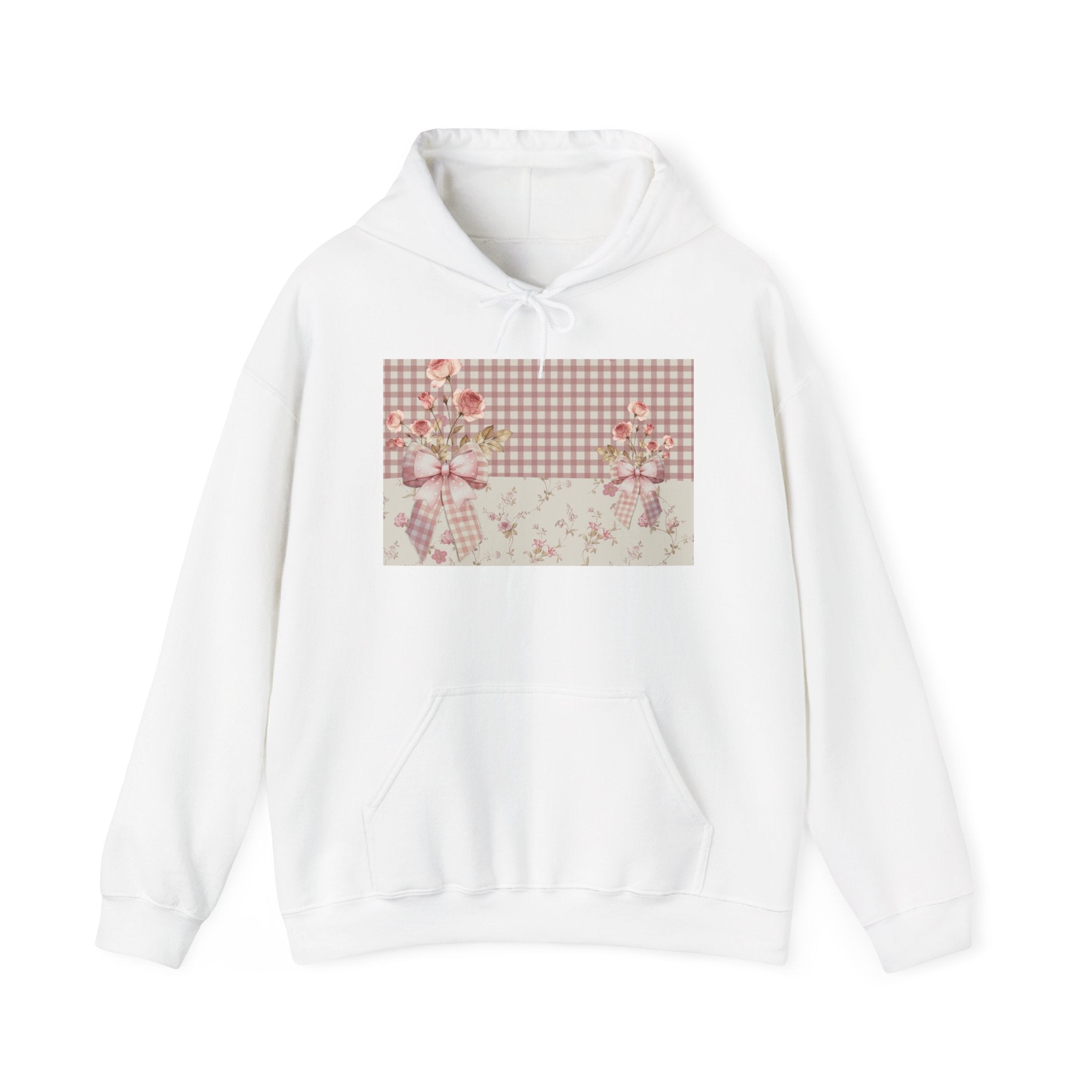 Vintage Rose Patchwork Hoodie – Cottagecore Floral Plaid Sweatshirt