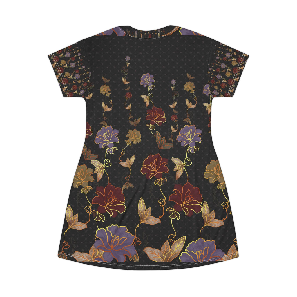Floral Vintage Hummingbird T-Shirt Dress — All-Over Print