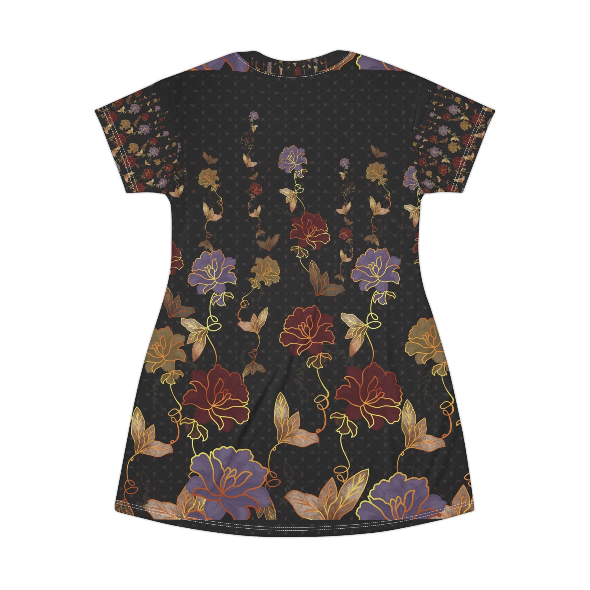 Floral Vintage Hummingbird T-Shirt Dress — All-Over Print