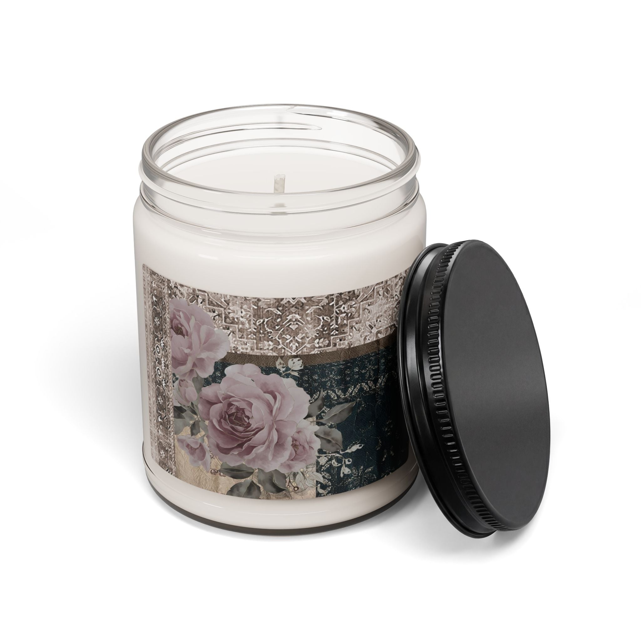 Vintage Rose Scented Soy Candle — 9oz Floral Aromatherapy Jar
