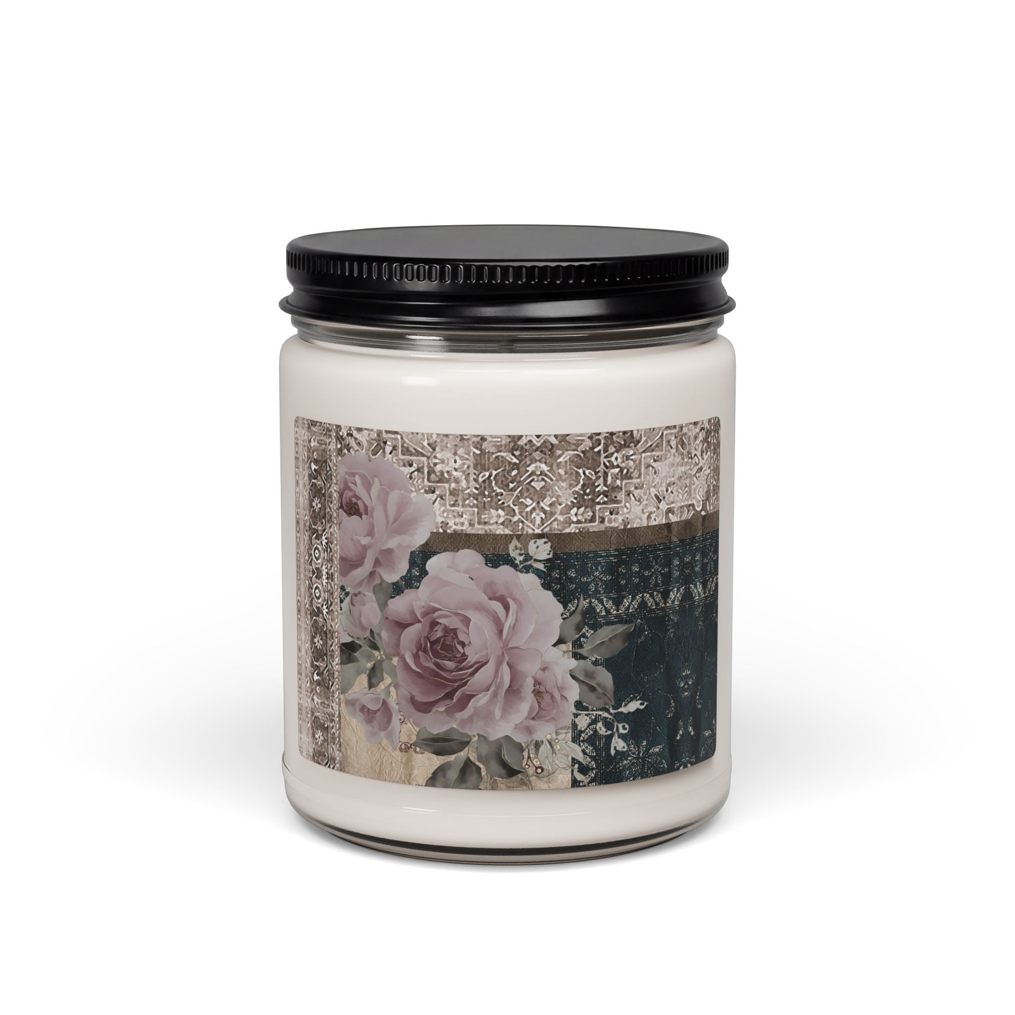 Vintage Rose Scented Soy Candle — 9oz Floral Aromatherapy Jar