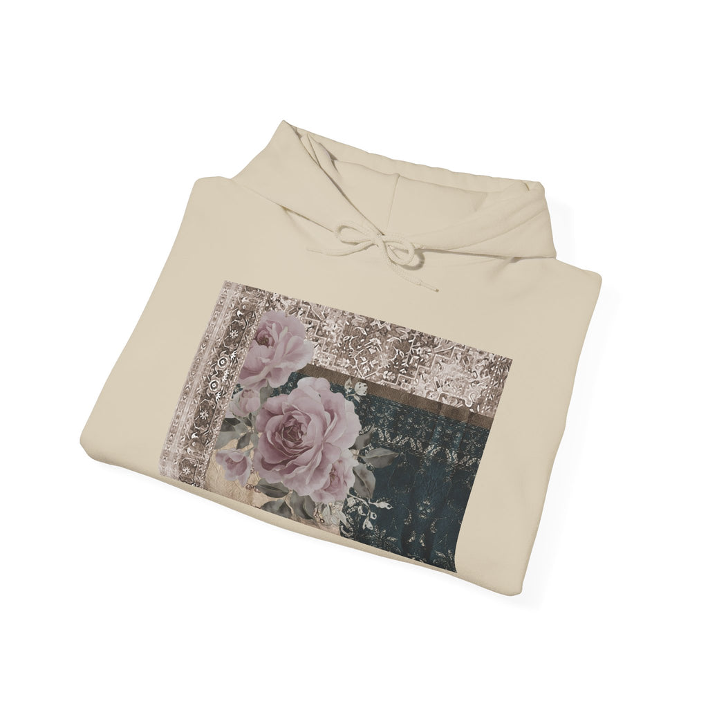 Floral Vintage Patchwork Hoodie – Romantic Rose Collage Sweatshirt