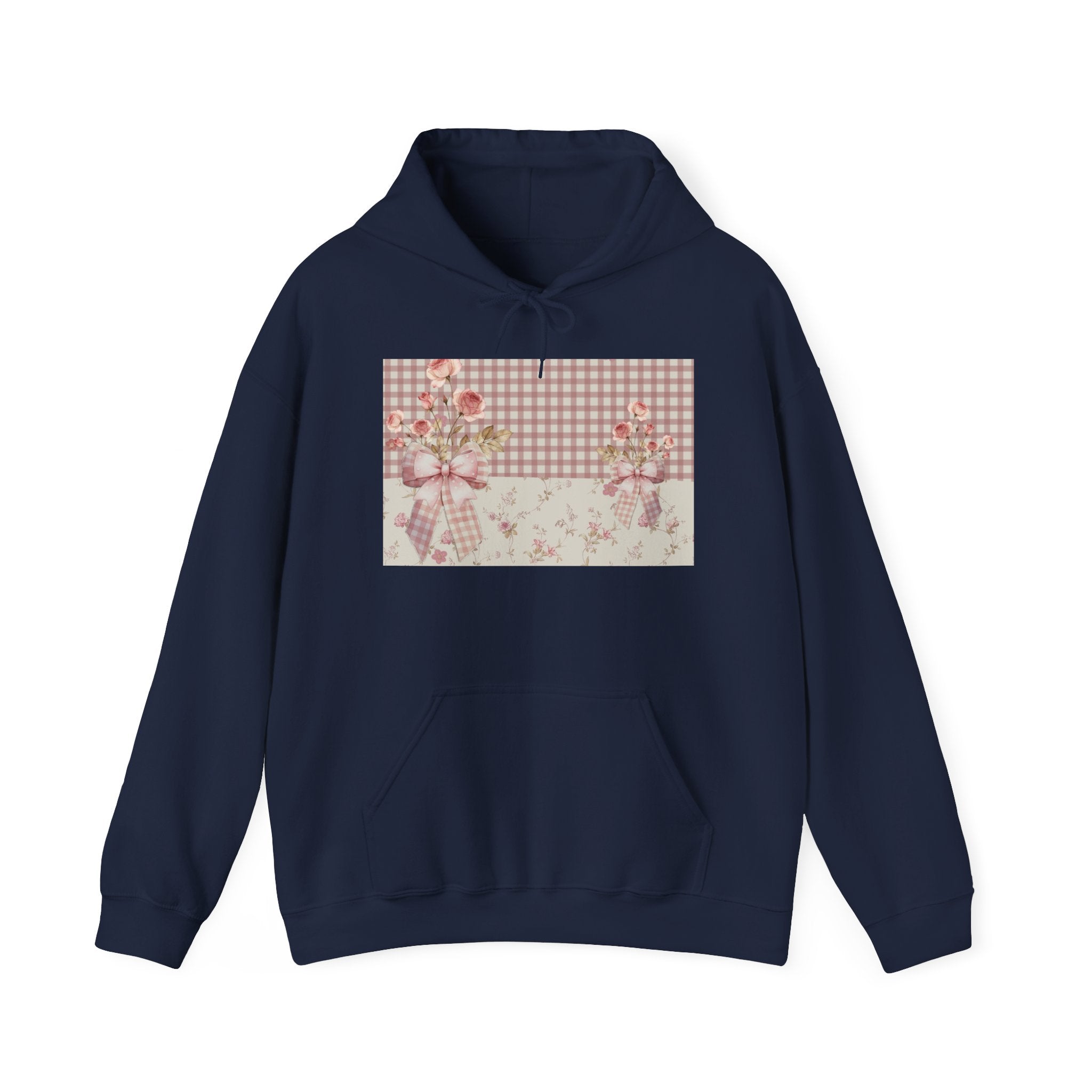 Vintage Rose Patchwork Hoodie – Cottagecore Floral Plaid Sweatshirt