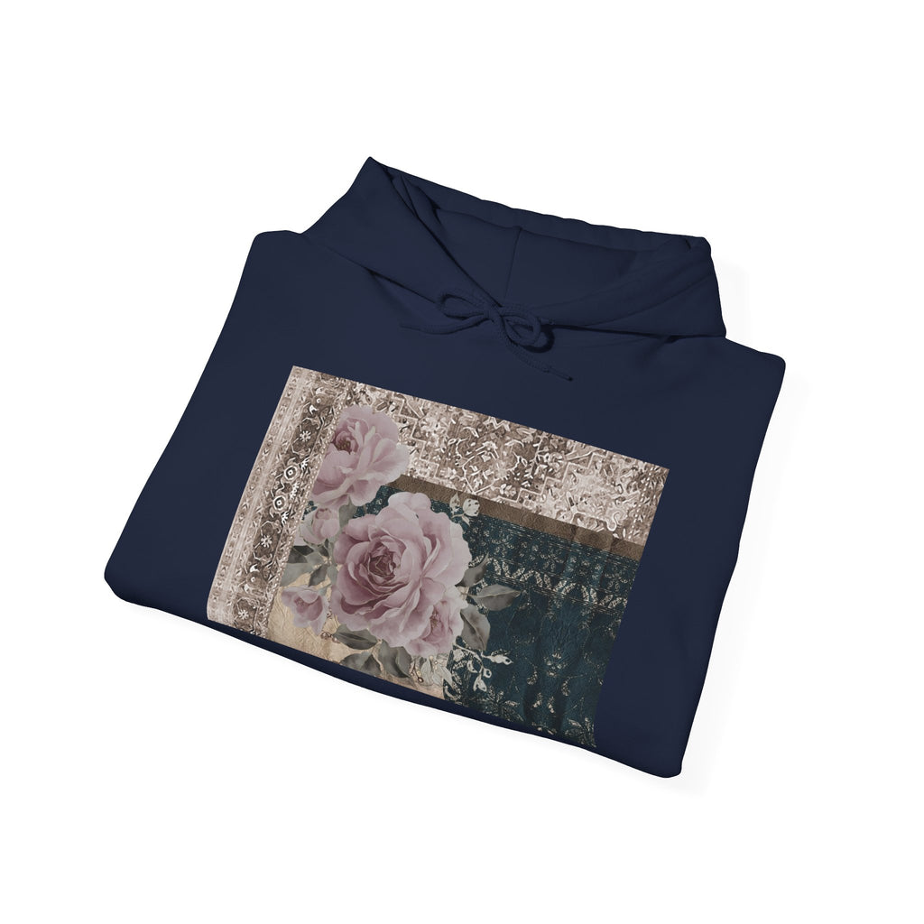 Floral Vintage Patchwork Hoodie – Romantic Rose Collage Sweatshirt