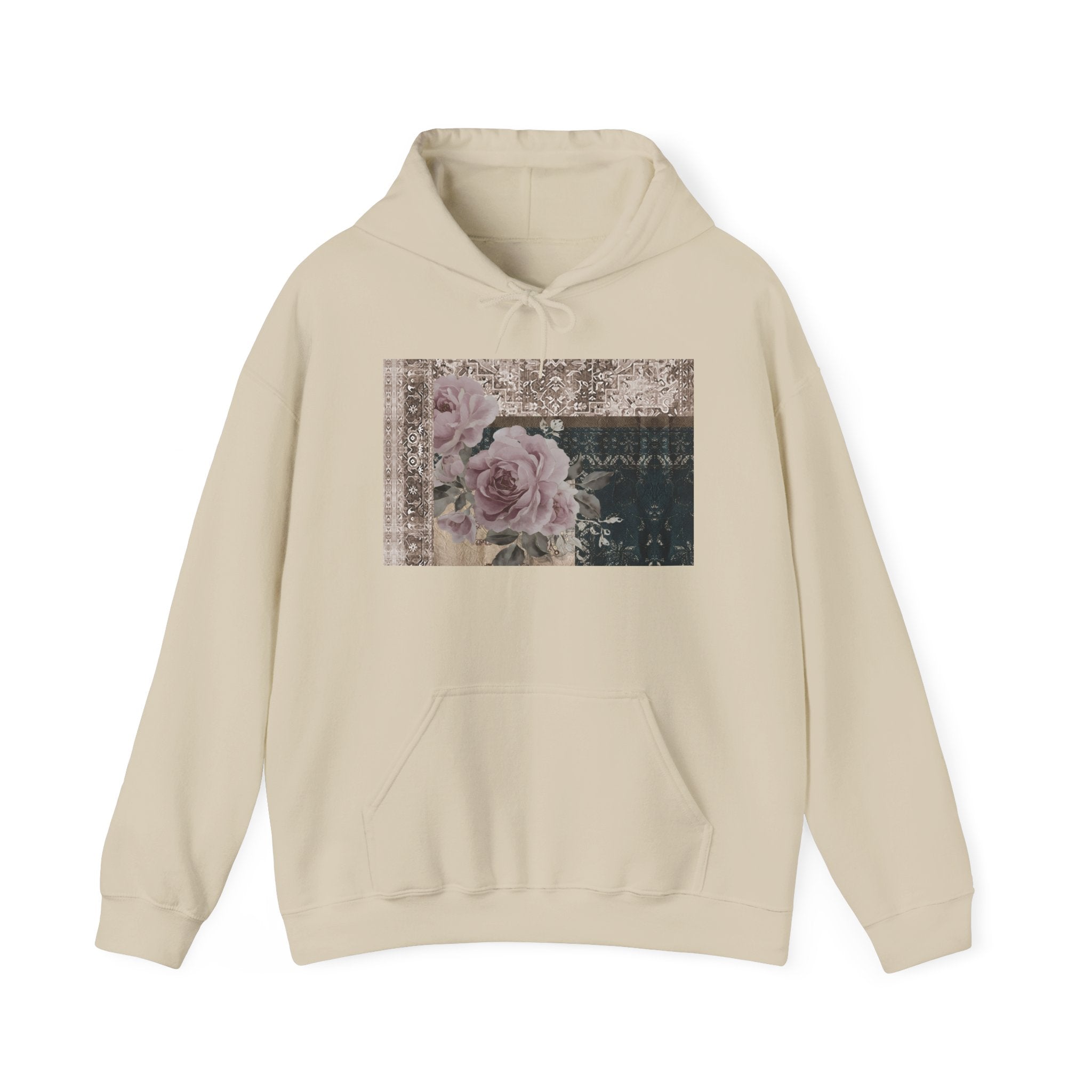 Floral Vintage Patchwork Hoodie – Romantic Rose Collage Sweatshirt