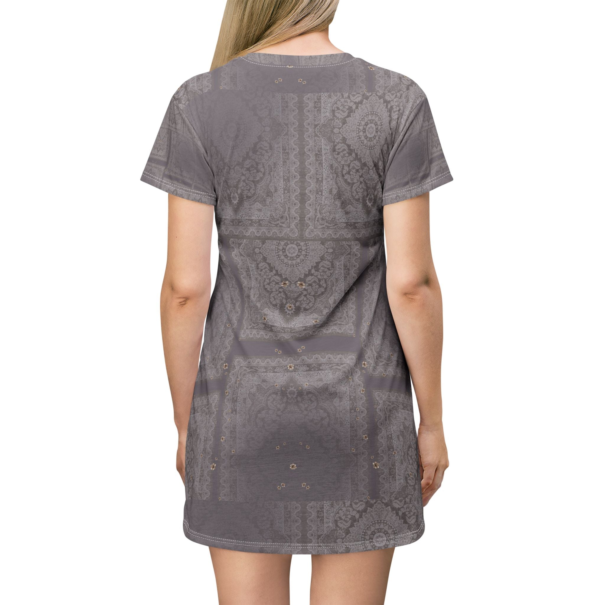 Lace Tile All-Over Print T-Shirt Dress — Subtle Vintage Boho