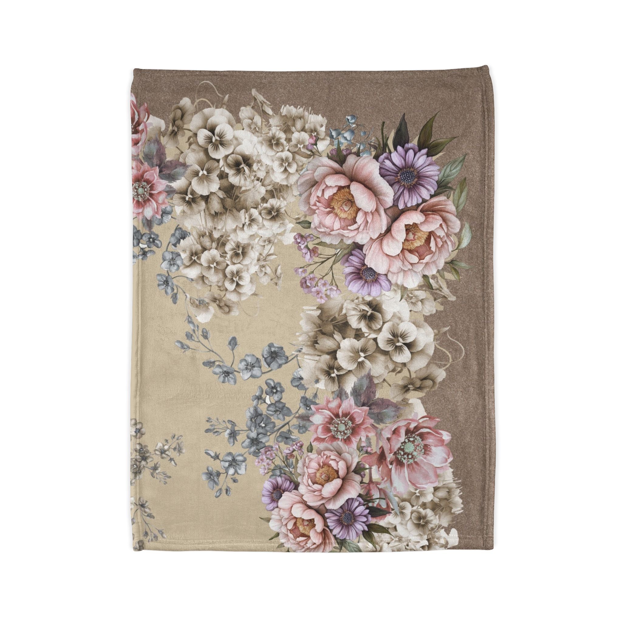 Floral Vintage Throw Blanket — Soft Polyester Floral Bouquet Blanket