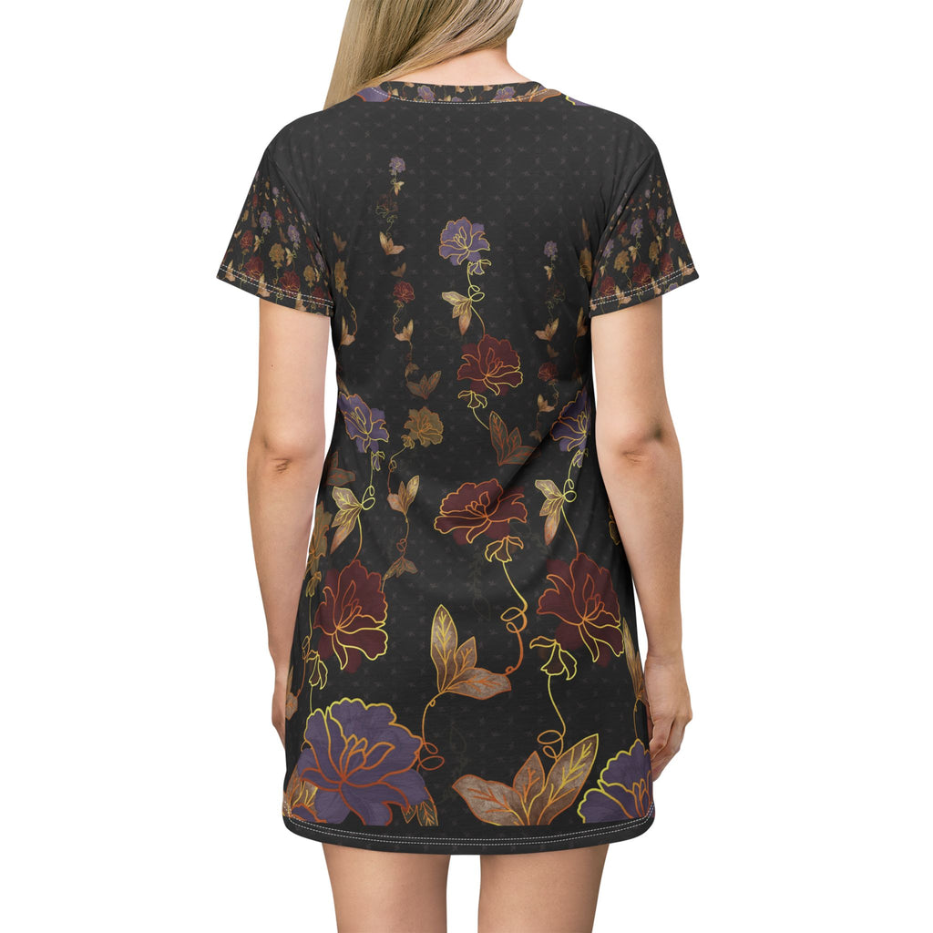 Floral Vintage Hummingbird T-Shirt Dress — All-Over Print