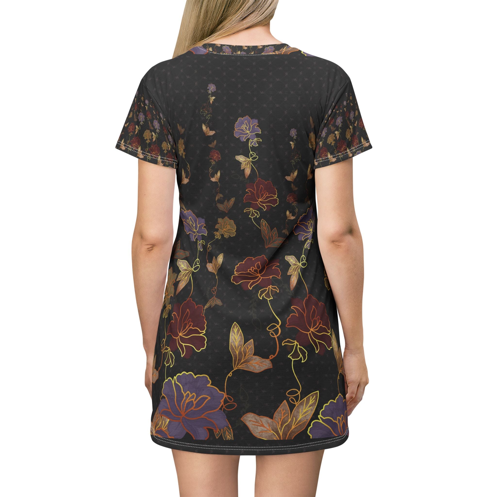 Floral Vintage Hummingbird T-Shirt Dress — All-Over Print