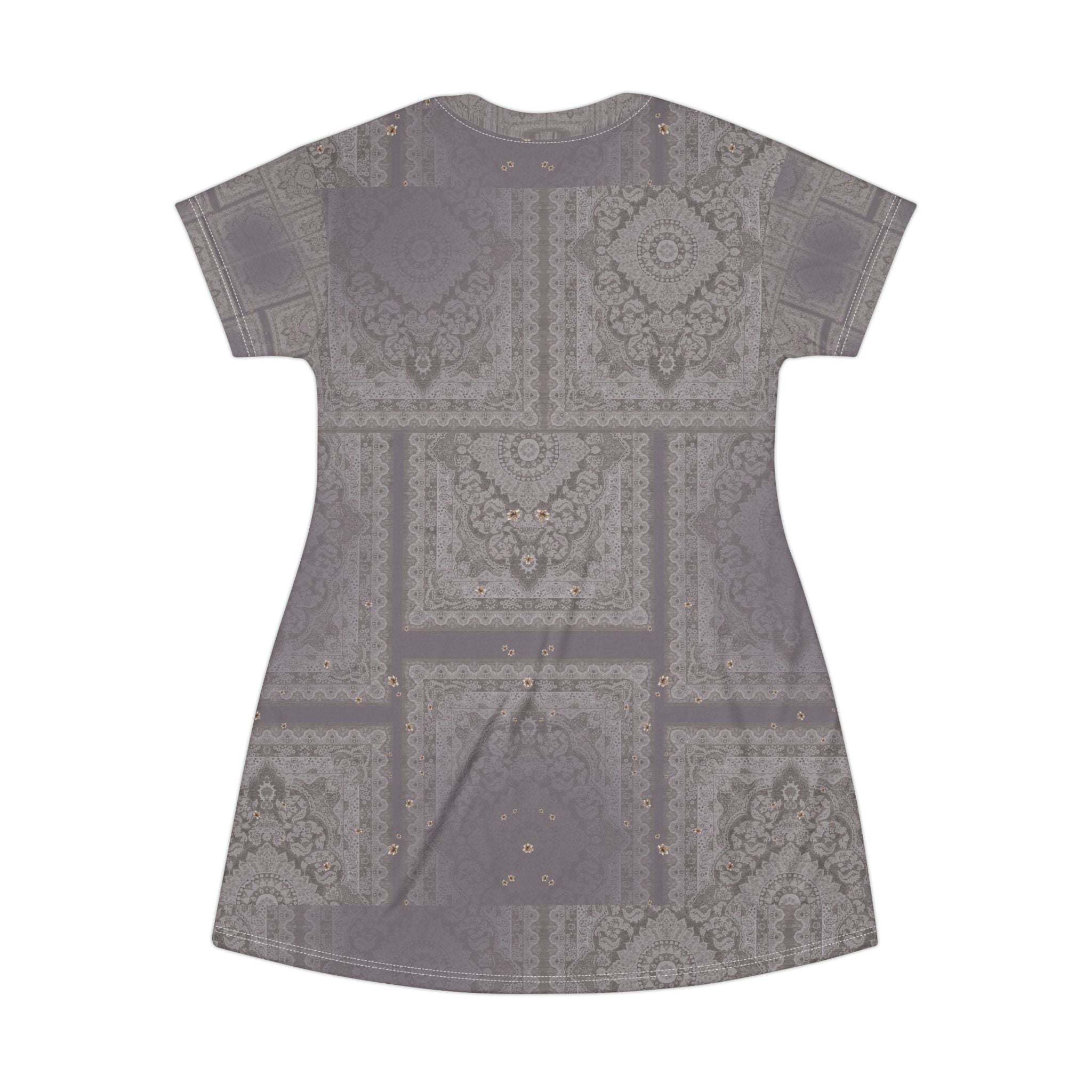 Lace Tile All-Over Print T-Shirt Dress — Subtle Vintage Boho