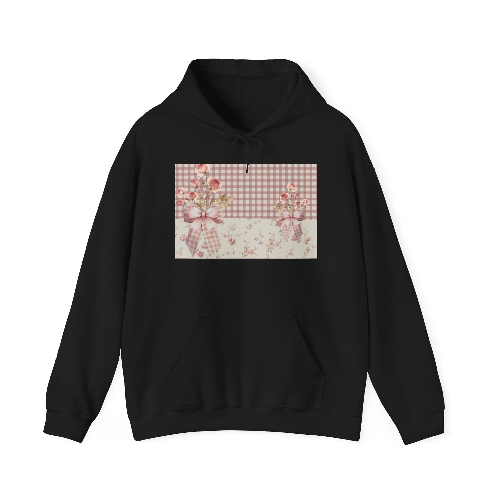 Vintage Rose Patchwork Hoodie – Cottagecore Floral Plaid Sweatshirt