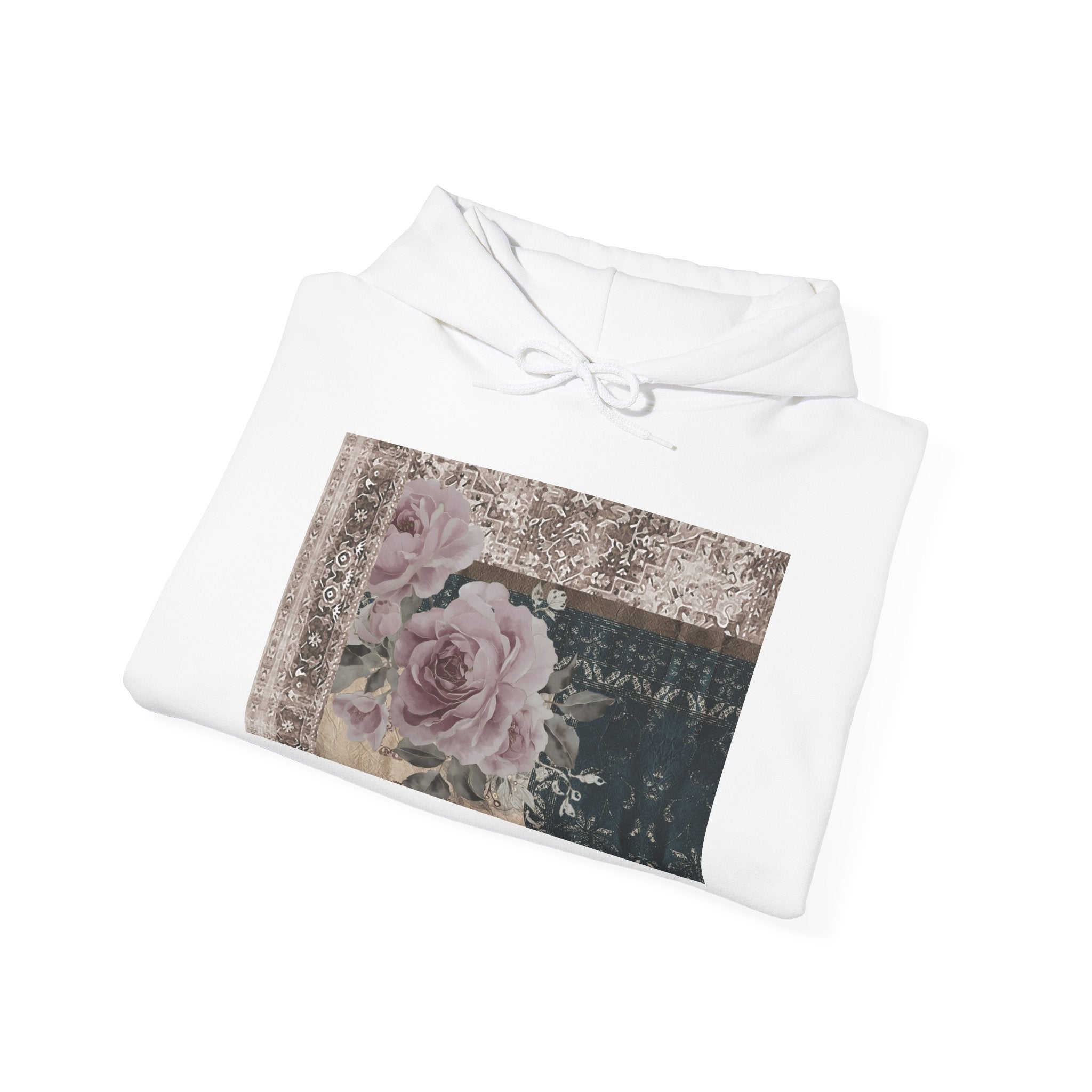 Floral Vintage Patchwork Hoodie – Romantic Rose Collage Sweatshirt