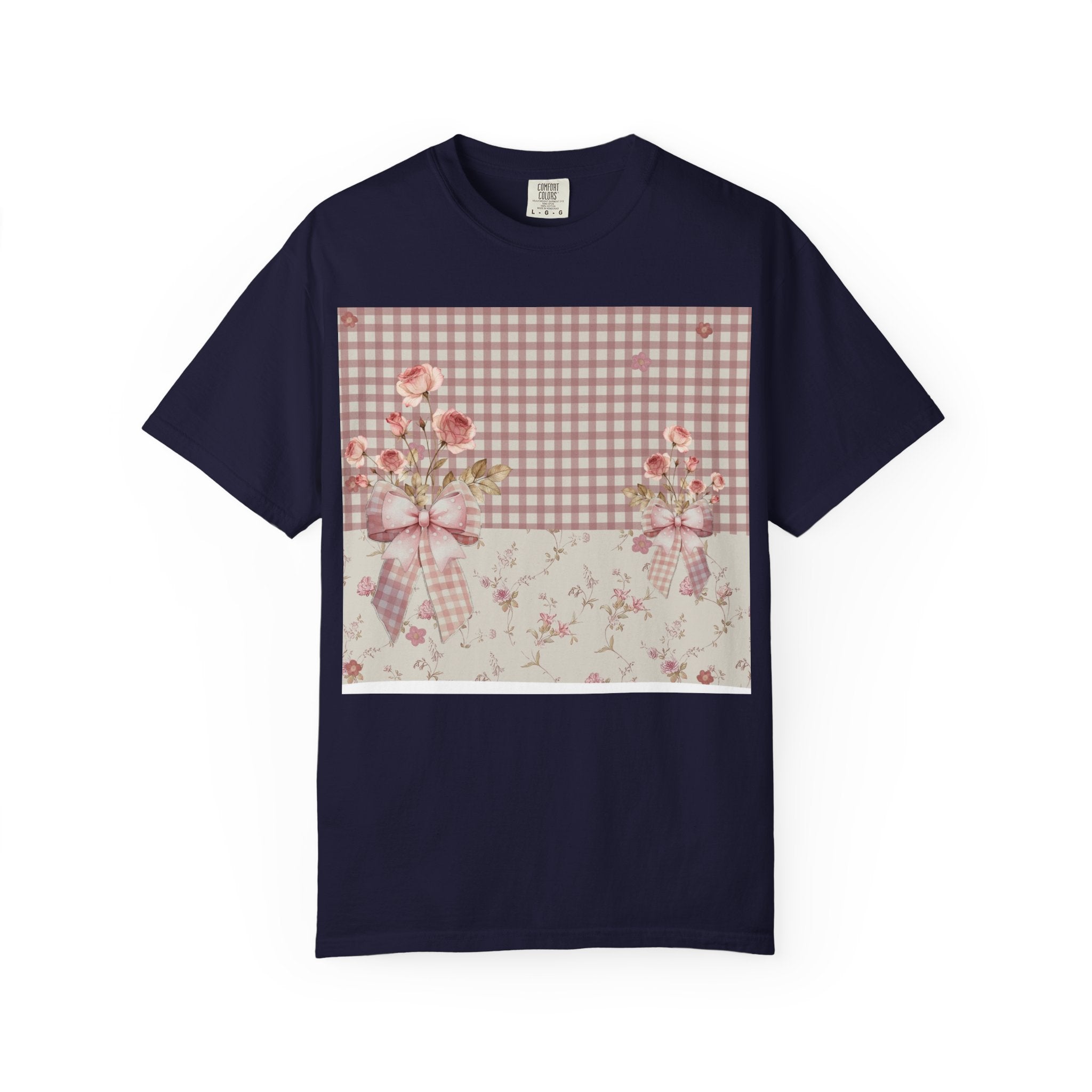 Vintage Pink Gingham Floral T-Shirt