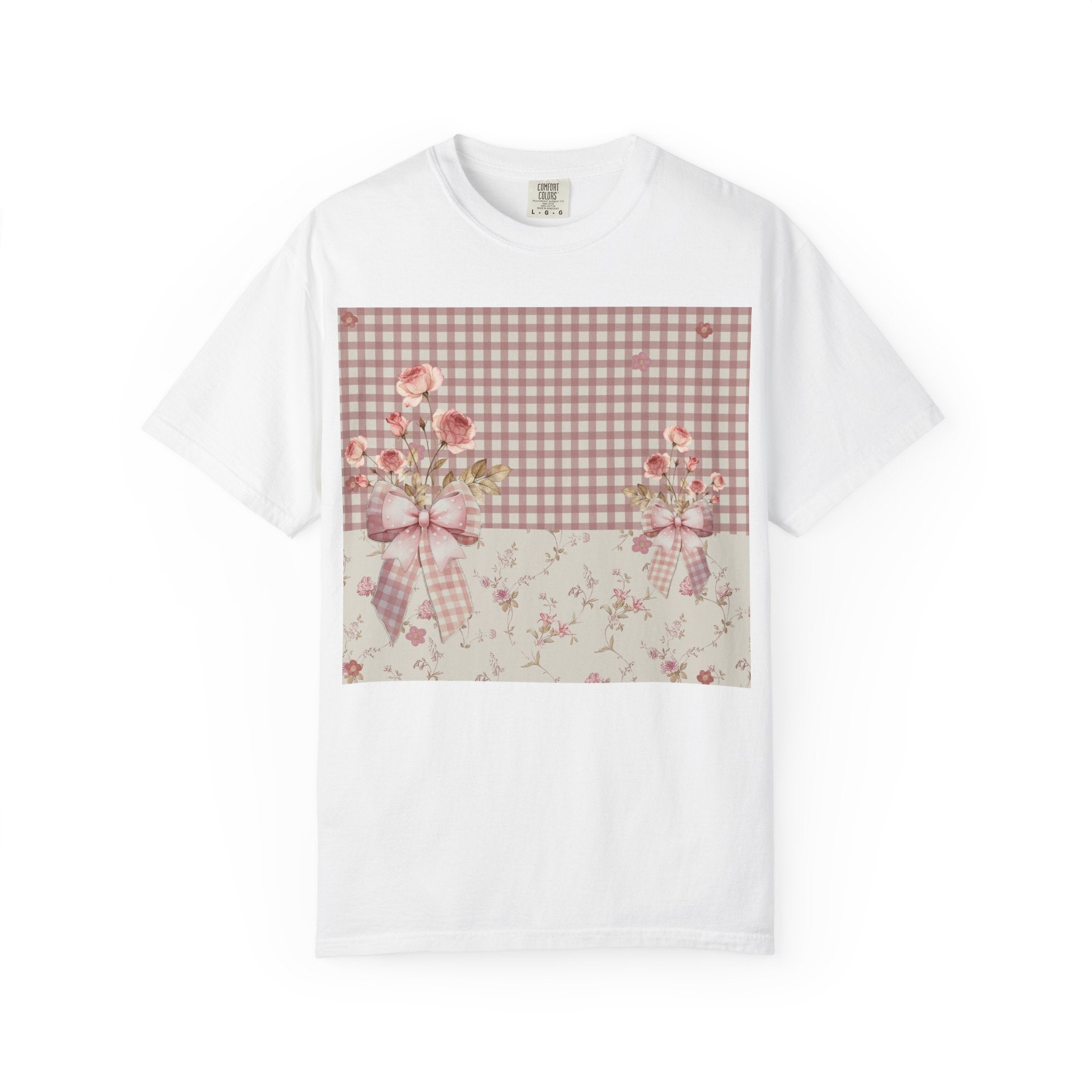 Vintage Pink Gingham Floral T-Shirt