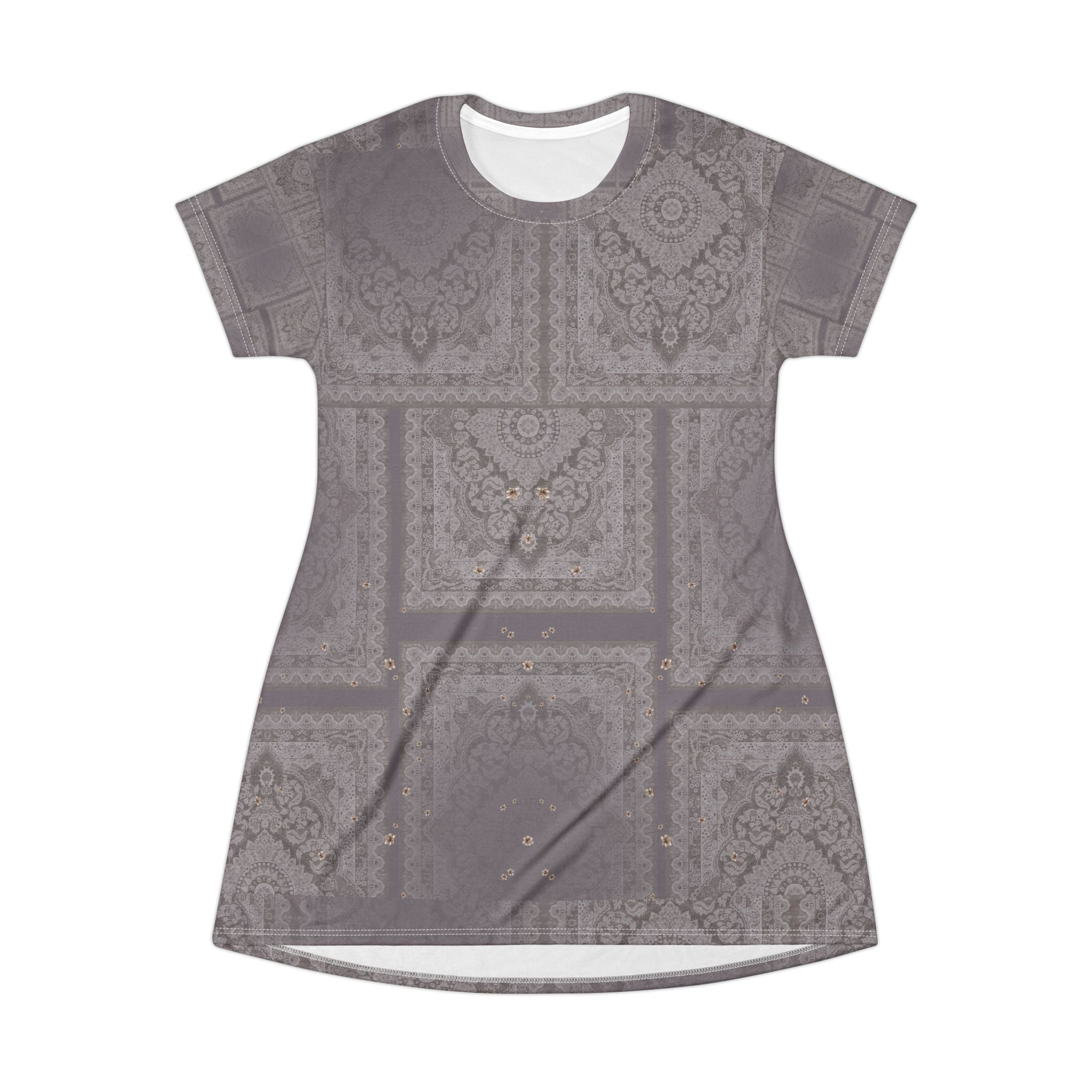 Lace Tile All-Over Print T-Shirt Dress — Subtle Vintage Boho