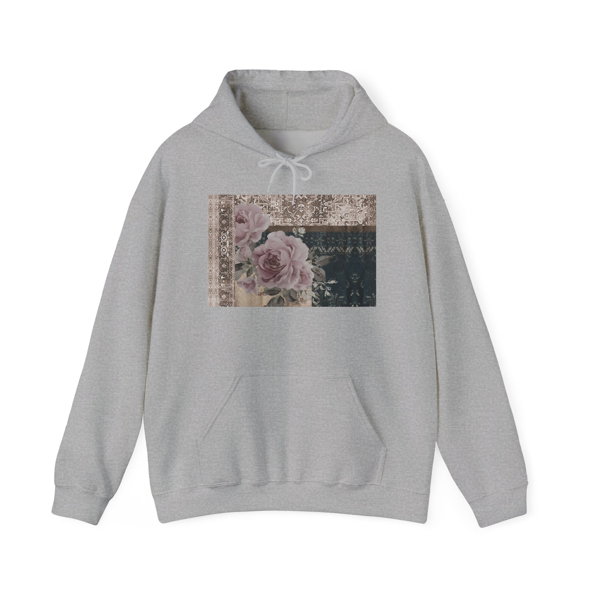 Floral Vintage Patchwork Hoodie – Romantic Rose Collage Sweatshirt