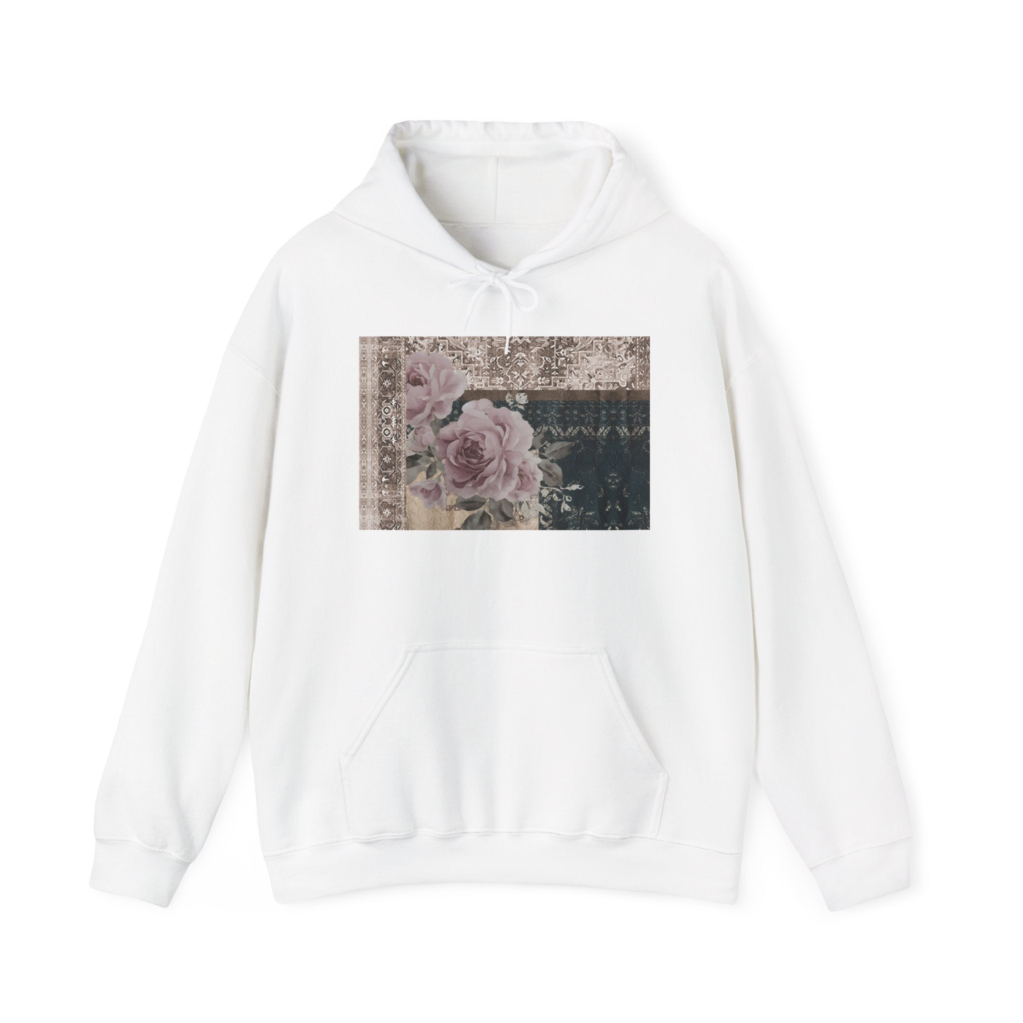 Floral Vintage Patchwork Hoodie – Romantic Rose Collage Sweatshirt