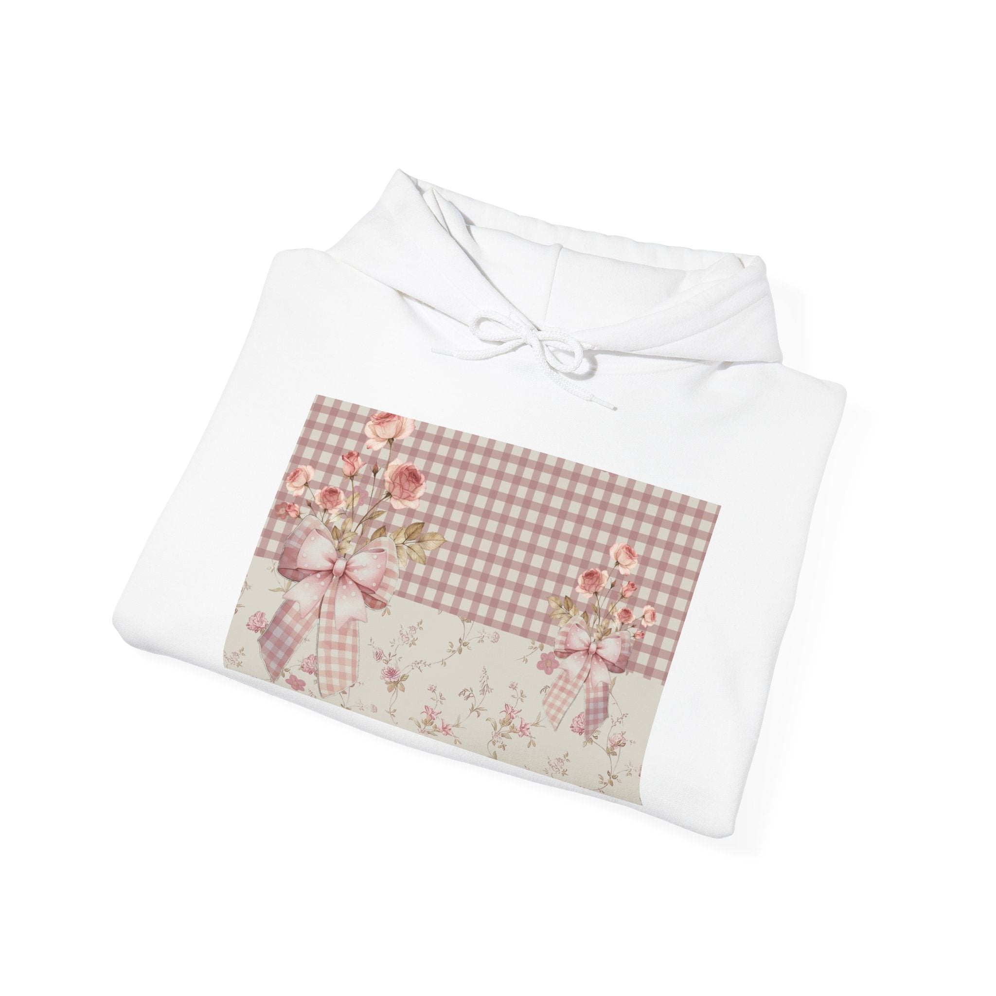 Vintage Rose Patchwork Hoodie – Cottagecore Floral Plaid Sweatshirt