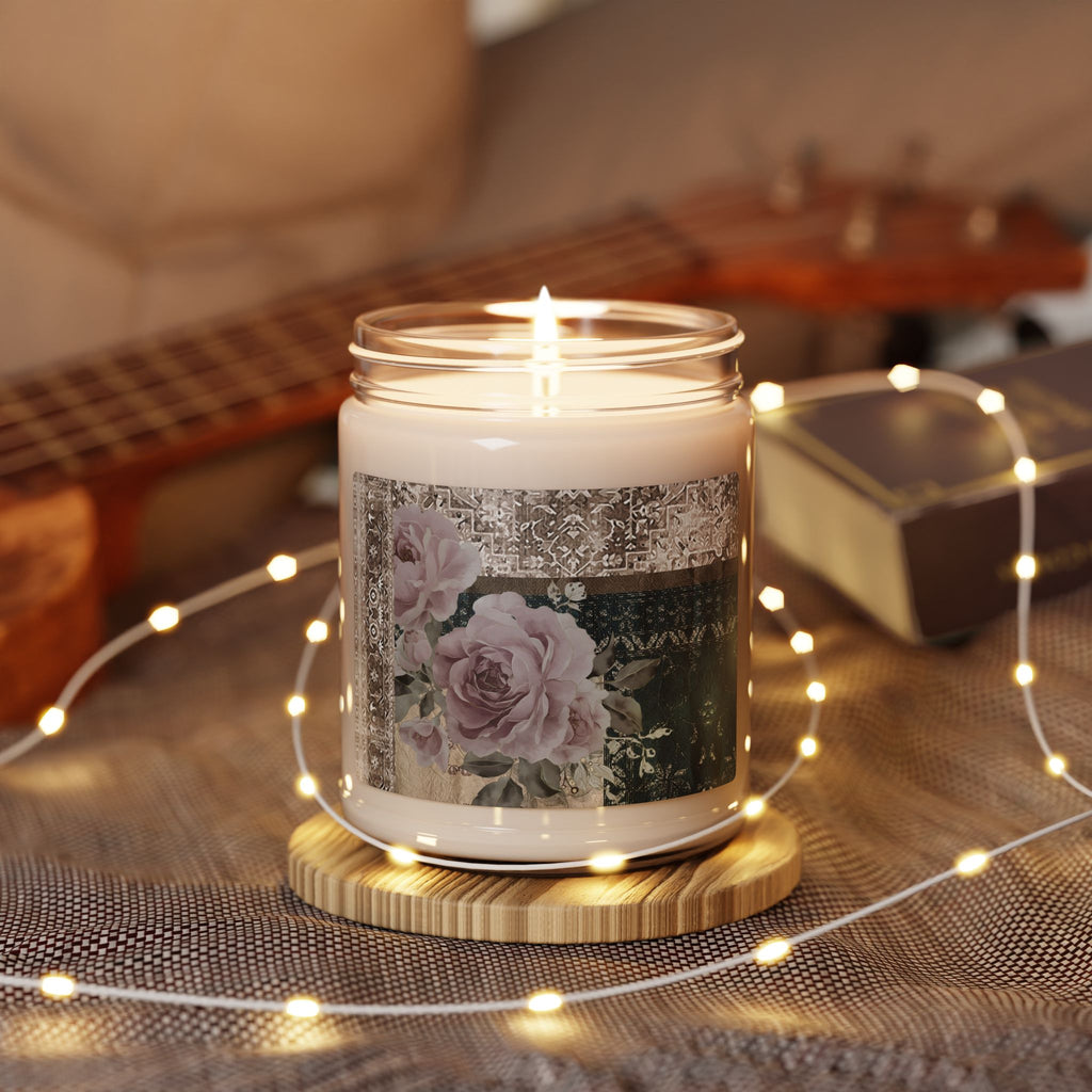 Vintage Rose Scented Soy Candle — 9oz Floral Aromatherapy Jar