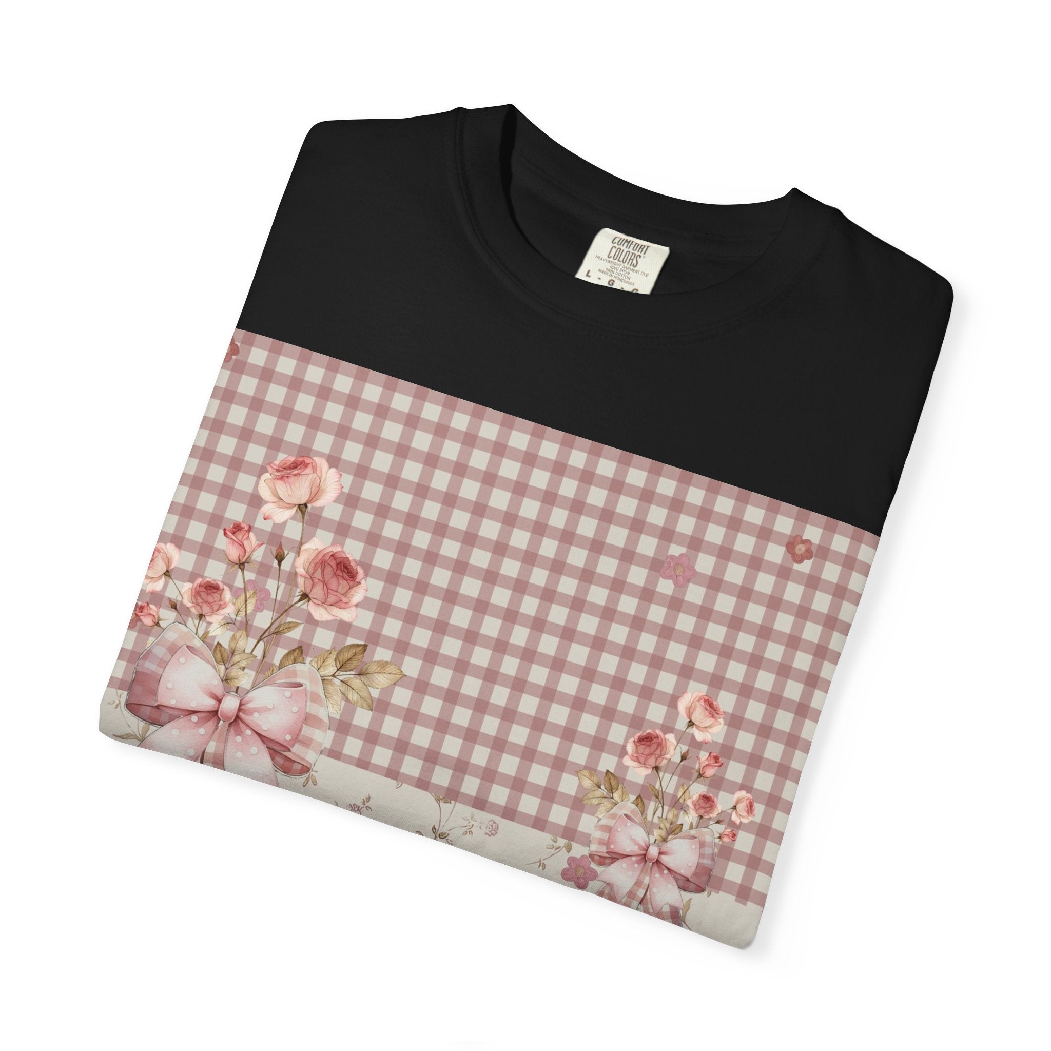 Vintage Pink Gingham Floral T-Shirt
