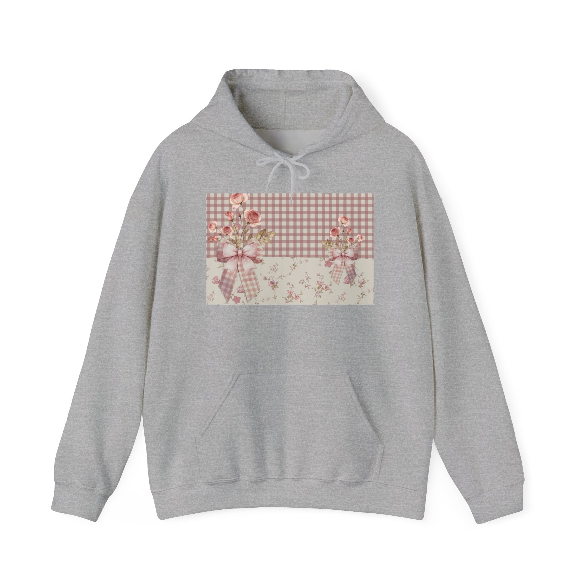 Vintage Rose Patchwork Hoodie – Cottagecore Floral Plaid Sweatshirt